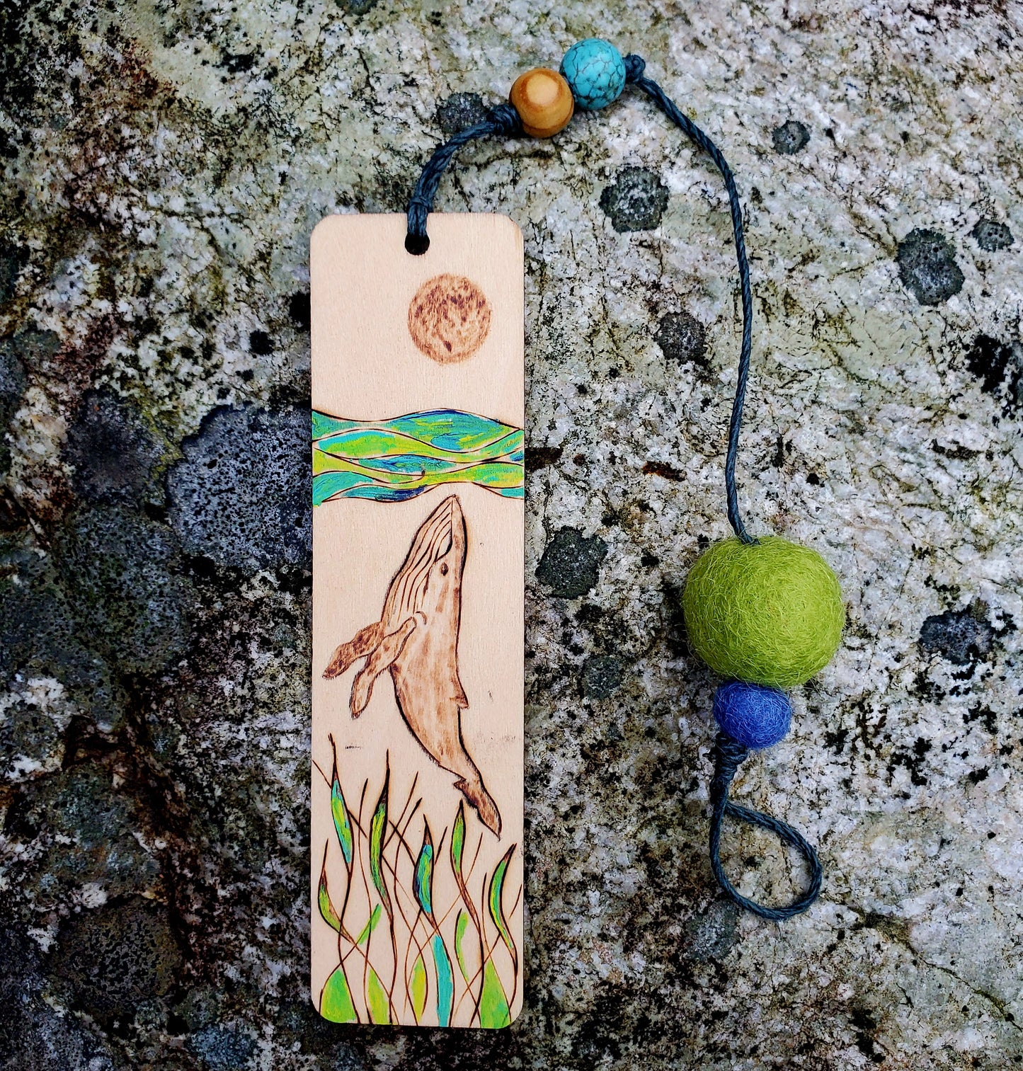 Wooden bookmark - Blue Whale