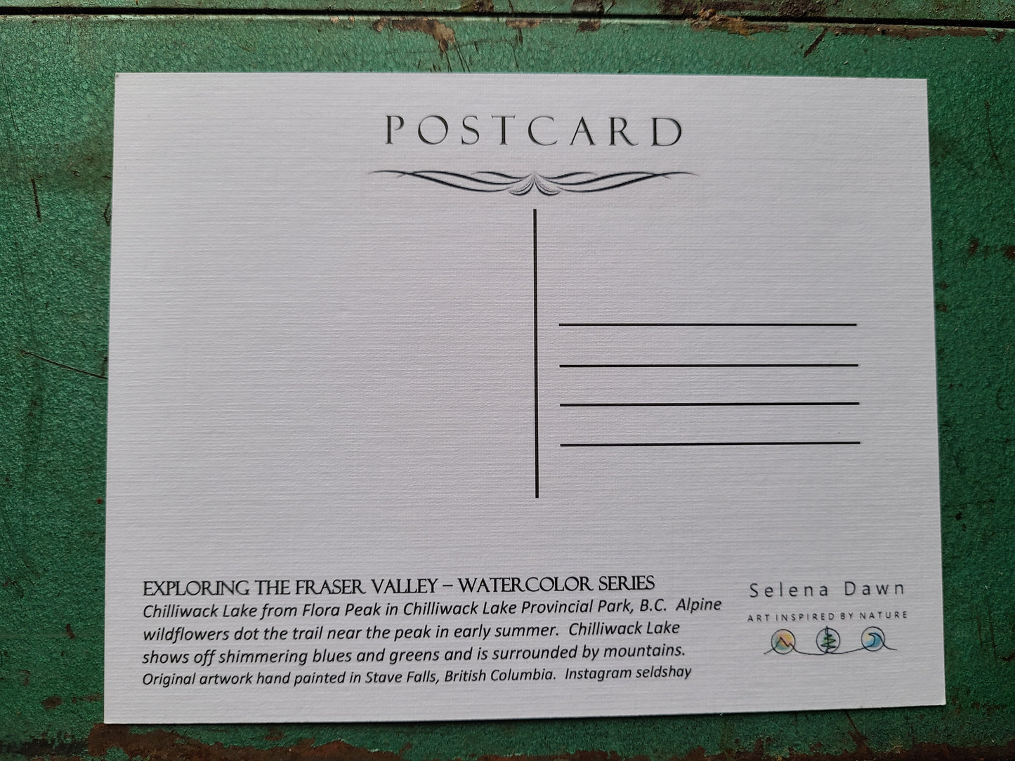 Postcard - Chilliwack lake from Flora Peak in Chilliwack Lake Provincial Park