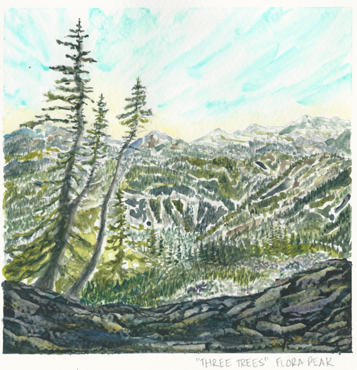 Watercolor Print - Three Trees Flora Peak