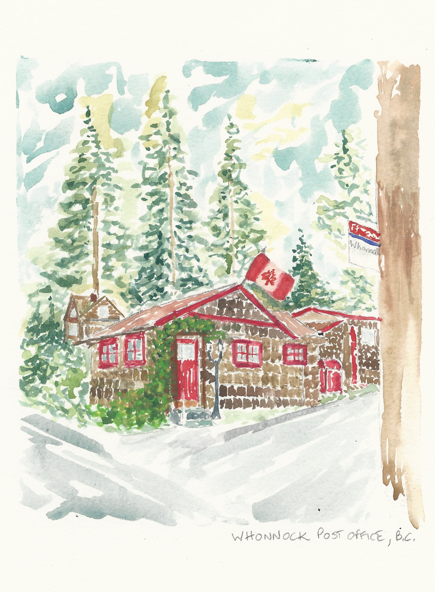 Watercolor Print - Whonnock Post Office, B.C.