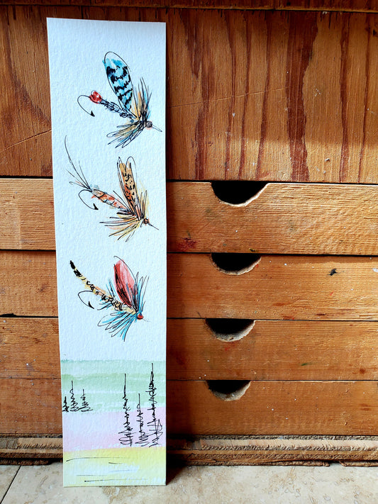 Watercolor bookmark - Fly Fishing
