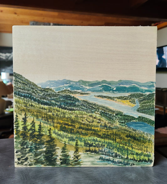 Original Watercolor on Wooden Squares - 79 Grind Trail at Stave